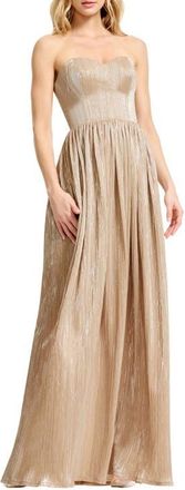 Dress The Population Audrina Strapless Gown in Champagne at Nordstrom, Size Xx-Small