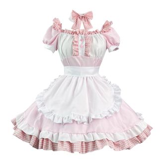 Generic Halloween Costume Womens Pink Cute Soft Costume Cosplay Dress Lolita Dress (S)