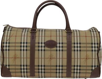 Burberry Haymarket Beige Canvas Travel Bag (Pre-Owned)