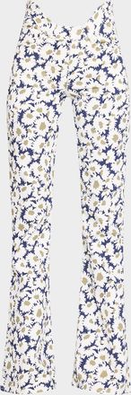 Jean Paul Gaultier Arched Waist Floral Flare Jeans