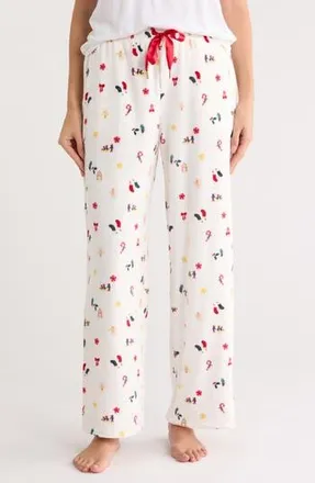 Jaclyn Print Fleece Pajama Pants in Tiny Holiday at Nordstrom Rack, Size X-Large