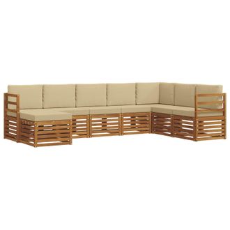 vidaXL Conjunto De Sof&aacute;s De Exterior Con Coj&iacute;n 8 Pcs Natural Y Beige Vidaxl