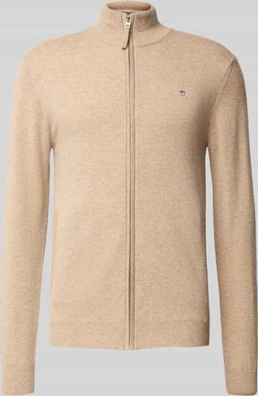 GANT Strickjacke mit Reißverschluss in Sand Melange, Größe XXXL