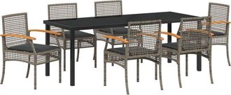 vidaXL Garden Dining Set 7 pcs Grey Poly Rattan vidaXL
