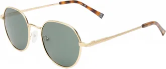 Le Specs Womens Odyssey Round Metal Sunglasses In Gold/khaki