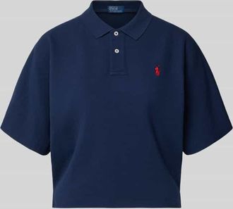 Polo Ralph Lauren Boxy Fit Poloshirt mit Label-Stitching in Marine, Gr&ouml;&szlig;e XXL