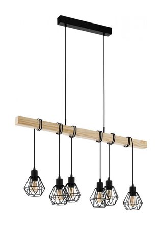 Eglo Eglo Iluminaci&oacute;n L&aacute;mpara De Techo Vintage De Madera Y Acero Townshend 5 6xe27