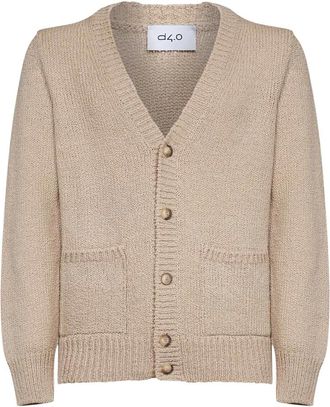 D4.0 V-hals vest - Heren - Truien - Beige - Maat: S Wol