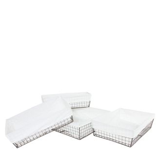 Hhg Hhg - Juego De 4 Cestas De Estanter&iacute;a Tanta, Organizador De Cestas De Ba&ntilde;o Para Armarios, Metal Con Funda De Tela