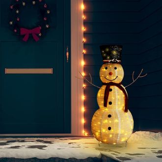 vidaXL Mu&ntilde;eco De Nieve De Navidad Con Luces Led Tela Lujosa 120 Cm Vidaxl