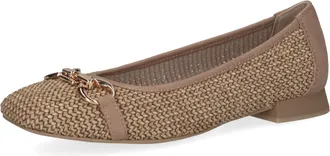 Caprice Ballerina CAPRICE, Damen, Gr. 37, beige (beige kombiniert), Leder, Textil, Schuhe Ballerina, Blockabsatz, Bequemschuh, Businessschuh mit Schmuckelemen