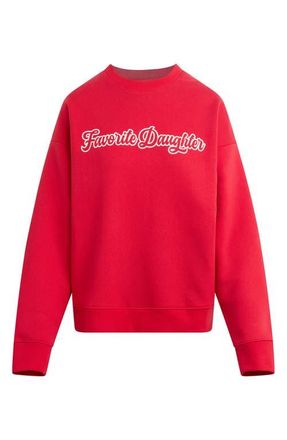 Favorite Daughter The Varsity French Terry Graphic Sweatshirt in Rouge Red/White at Nordstrom, Size Xx-Large