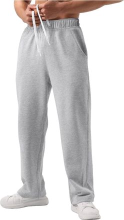 Generic Mens Joggers Fleece Lined Straight Leg Tracksuit Bottoms Joggers Thermals Sweatpants Warm Plush Trousers Open Bottom Thick Tracksuit with Pockets Trac