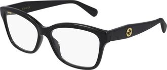 Gucci Rechthoekig Montuur - Dames - Brillen - Zwart - 55 MM - Accessoires