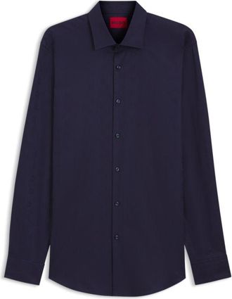 HUGO BOSS Slim-fit shirt in cotton with a stacked-logo jacquard