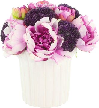 Creative Displays Inc. Handmade Faux Peonies & Sedum In Ceramic Vase
