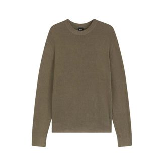 HUGO BOSS Hugo, Round-neck Knitwear, male, Green, Size: XL Dresses