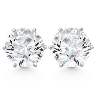 Pompeii3 2Ct tw Sylvie Round Thin & Delicate Diamond Studs 14k Gold Lab Grown