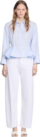 Sandro Striped peplum shirt in Sky Blue at Nordstrom, Size X-Small