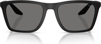 Prada 56mm Polarized Pillow Sunglasses in Matte Black/dark Grey Polar at Nordstrom