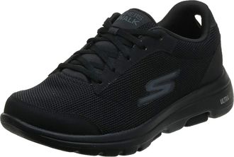 Skechers Mens GO WALK 5 - DEMITASSE Sneaker, Black Textile/Synthetic/Trim, 8 UK medium