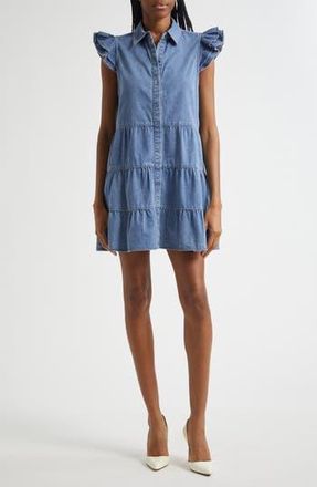 Alice & Olivia Jem Tiered Denim Minidress in Light Chambray at Nordstrom Rack, Size X-Large