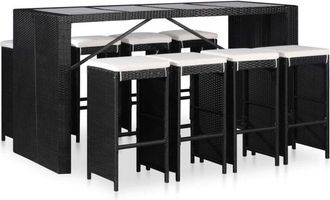 vidaXL Juego De Comedor De Jard&iacute;n 9 Piezas Rat&aacute;n Sint&eacute;tico Negro Vidaxl