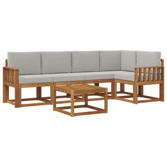 vidaXL Conjunto De Sof&aacute;s De Exterior 6 Pcs Gris Natural Y Claro Vidaxl