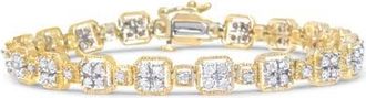 House of Brilliance 10K Yellow Gold 2.0 Cttw Diamond Square Link Bracelet - at Nordstrom