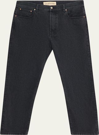 Valentino Garavani Mens Grey Denim Straight Leg Jeans