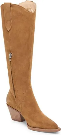 Dolce Vita Regy Western Boot in Lt Brown Suede at Nordstrom, Size 6.5 Regular Calf