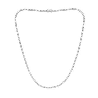Diana M. Jewels 14kt white gold lab grown round diamond tennis necklace weighing 8.18 cts tw set in a four prong setting