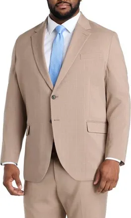 Haggar Big & Tall Smart Wash Tonal Plaid Suit Jacket in Tan at Nordstrom, Size 54