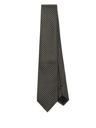 Emporio Armani patterned-jacquard tie - men - Cotton/Silk - One Size - Black