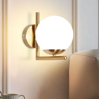 OEM L&aacute;mpara De Pared Vintage Con Globo De Cristal Dorado Y Casquillo E27, Ideal Para Las Escaleras Del Dormitorio L&aacute;mpara Sencilla Y Creativa Con Bombilla