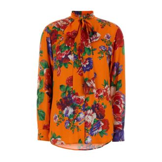 Moschino Shirts, female, Multicolor, Size: XS Printed satin shirt