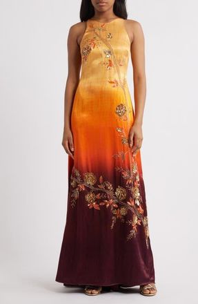 Sani Beaded Satin Gown in Dusky Ember at Nordstrom, Size Medium