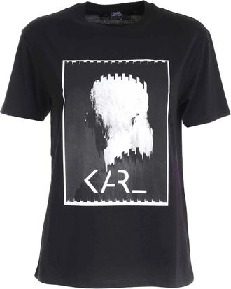 Karl Lagerfeld Karl Legend Print T-Shirt - Dames - T-shirts - Zwart - XS - Katoen - Tops