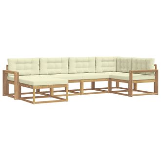 vidaXL Conjunto De Sof&aacute;s De Exterior 5 Pcs Blanco Y Crema Poli&eacute;ster Vidaxl