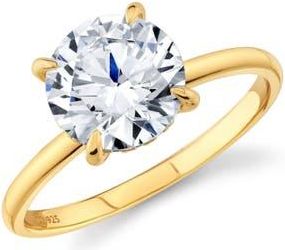 Crislu Brilliant Cut Cubic Zirconia Solitaire Ring in 18Kt Yellow Gold /Clear Stone at Nordstrom, Size 7