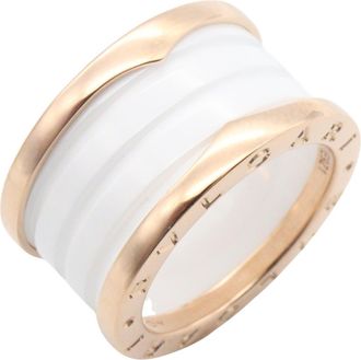 Bulgari Gold White Pink Gold (18K) Ceramic Band Ring (Pre-Owned)