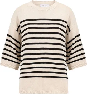Knit-ted Truien & Vesten, Dames, Beige, S, Korte Mouw Pullover Nanda