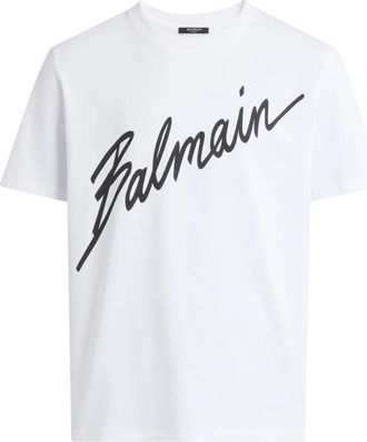Balmain Camiseta con Firma Estampada - Tops - Hombre - Blanco - 3XL
