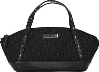 Dior Street Chic Handbag Diorissimo Canvas With Leather Black Canvas Handbag (Pre-Owned)