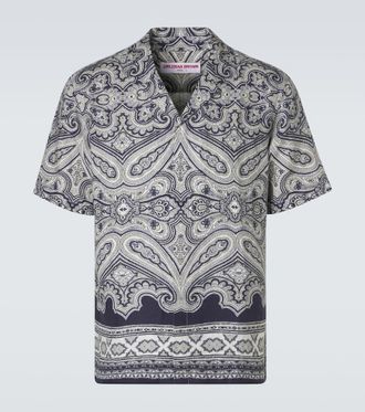 Orlebar Brown Maitan paisley linen bowling shirt