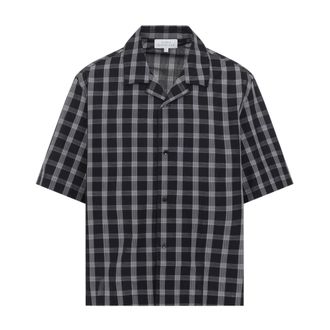 STUDIO NICHOLSON Kline Shirt - Heren - Korte mouwen Overhemden - Zwart - S - Katoen - Overhemden