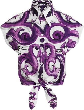 Dolce & Gabbana Purple Graphic-print Cotton Shirt