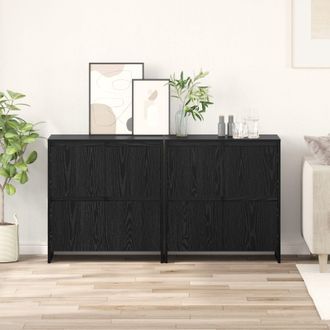 Berkfield Home Sideboard 2 pcs Black oak 70 x 41 x 75 cm Engineered wood