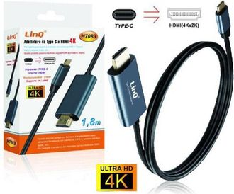 Trade Shop Trade Shop - Cavo Adattatore Video Da Type-c Tipo C A Hdmi Ultra Hd 4k Lunghezza 1.8 Mt H7083