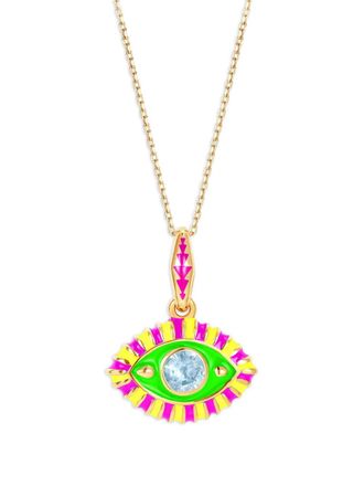 NeverNot 14K yellow gold Life In Colour Eye pendant necklace - women - 14kt Yellow Gold/Topaz/Enamel - One Size